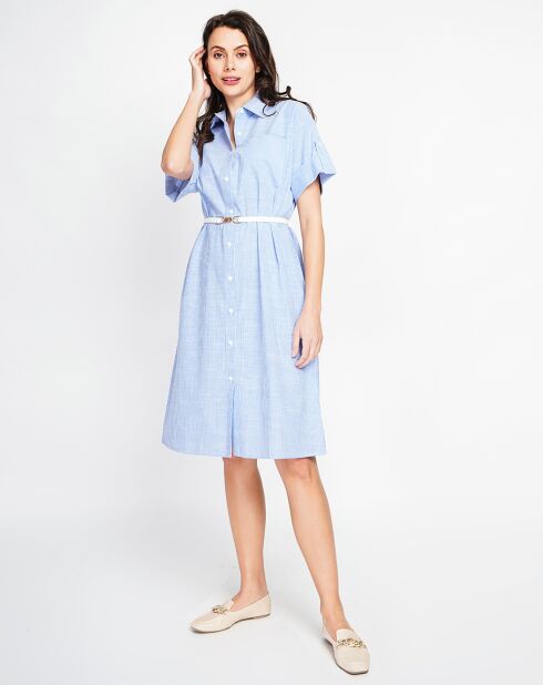 Jurk van azuurblauwe jade linnenmix