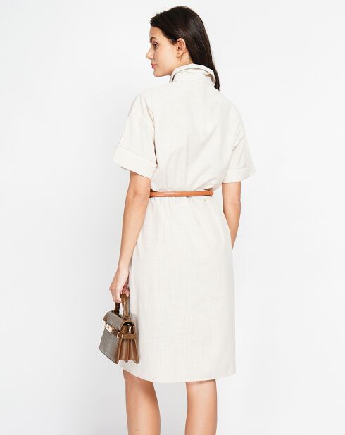 Beige jurk van jade-linnenmix