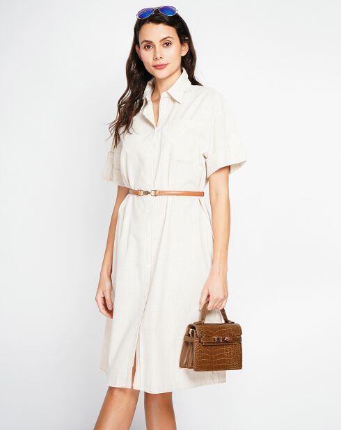 Beige jurk van jade-linnenmix