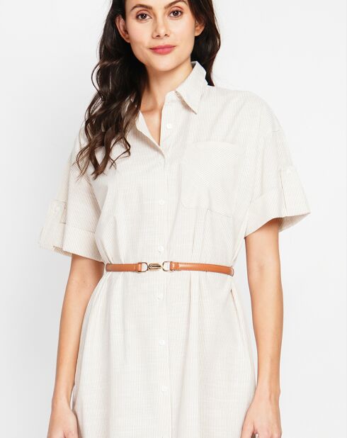 Beige jurk van jade-linnenmix