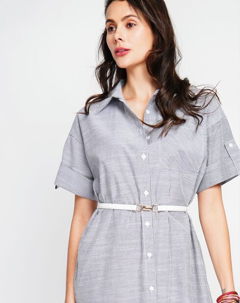 Zwarte jurk van jade-linnenmix