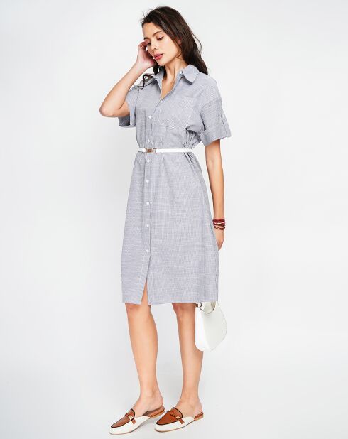 Zwarte jurk van jade-linnenmix