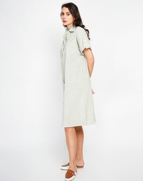 Robe en Lin mélangé Jade vert amende