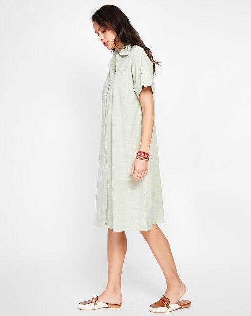 Robe en Lin mélangé Jade vert amende