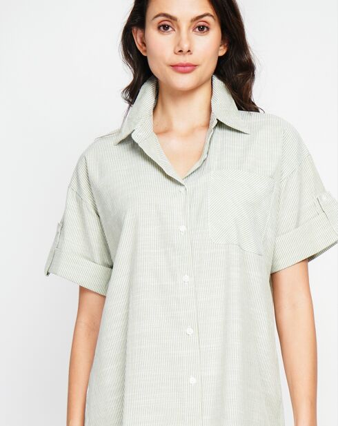 Robe en Lin mélangé Jade vert amende