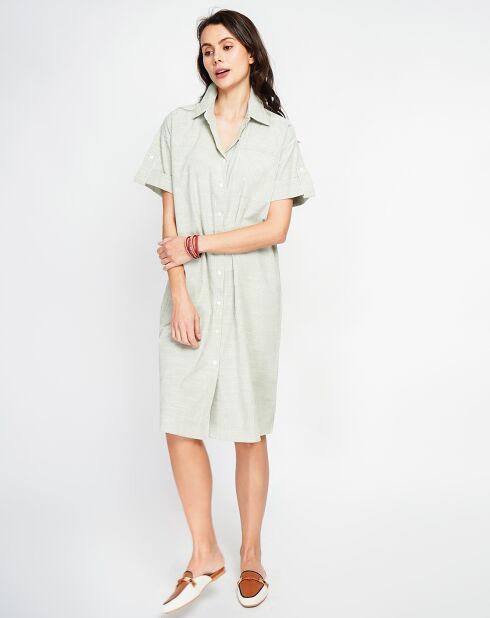 Robe en Lin mélangé Jade vert amende
