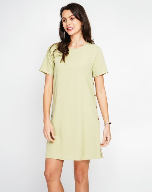 Robe en Lin mélangé Nour vert anis