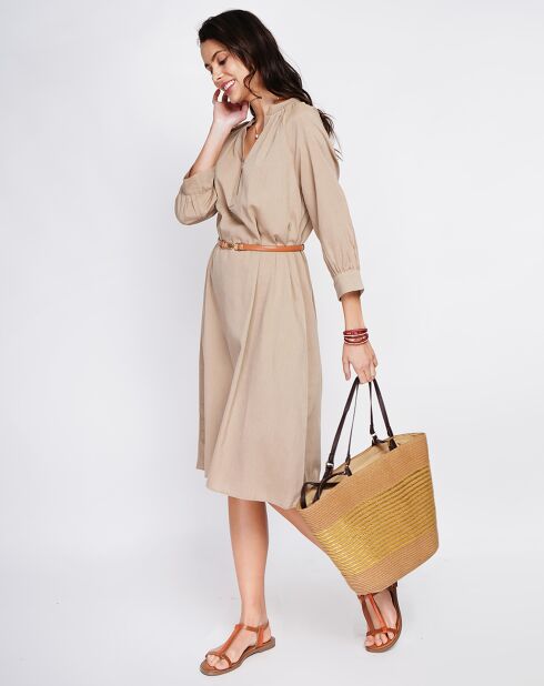 Robe en Lin mélangé Agathe camel