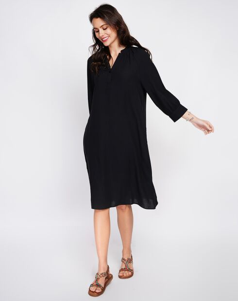 Zwarte jurk van linnenmix van agathe