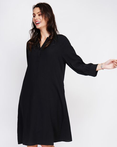 Zwarte jurk van linnenmix van agathe