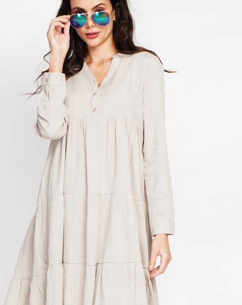 Beige jurk van linnenmix Soline