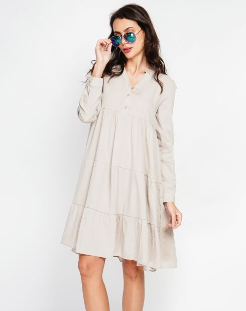 Beige jurk van linnenmix Soline