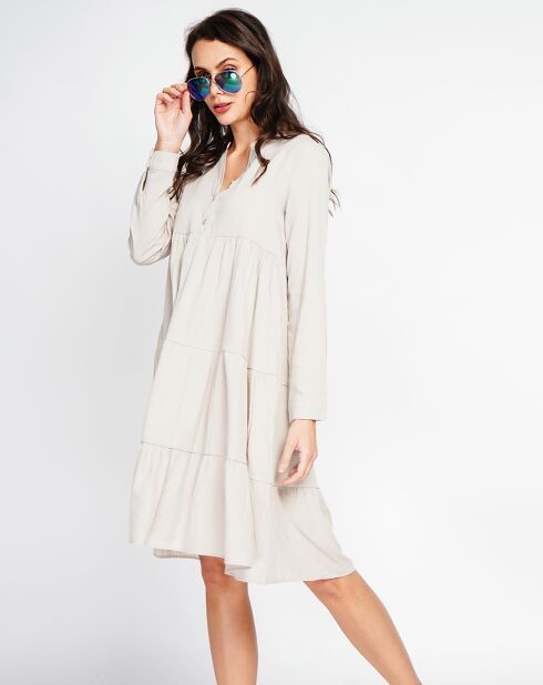 Beige jurk van linnenmix Soline