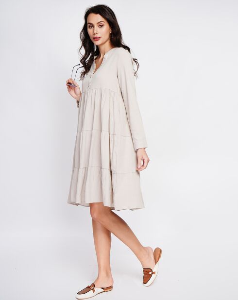 Beige jurk van linnenmix Soline