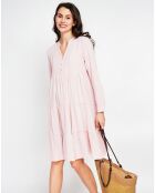 Robe en Lin mélangé Soline rose poudre