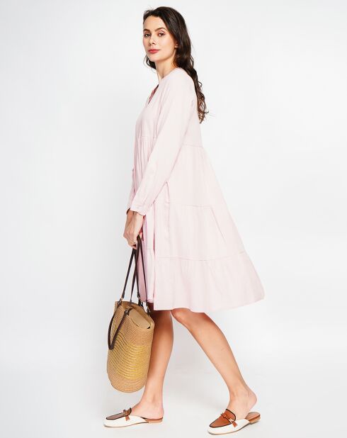 Robe en Lin mélangé Soline rose poudre