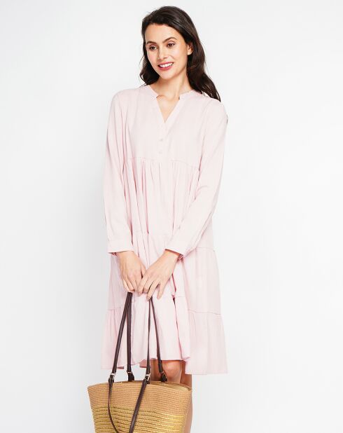 Robe en Lin mélangé Soline rose poudre