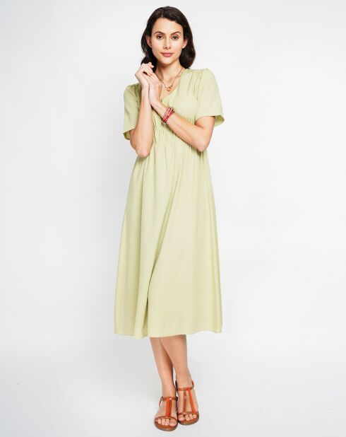 Limettengrünes Kleid Lana aus Leinenmischung