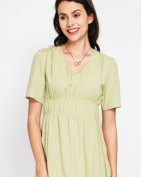 Limettengrünes Kleid Lana aus Leinenmischung