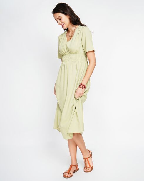 Robe en Lin mélangé Lana vert anis
