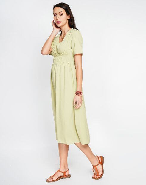 Limettengrünes Kleid Lana aus Leinenmischung