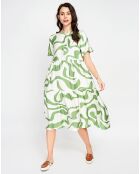 Robe en Lin mélangé Lilou blanc/menthe