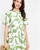 Robe en Lin mélangé Lilou blanc/menthe