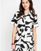 Robe en Lin mélangé Lilou blanc/noir