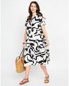 Robe en Lin mélangé Lilou blanc/noir