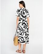 Robe en Lin mélangé Lilou blanc/noir