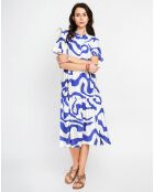 Robe en Lin mélangé Lilou blanc/royal