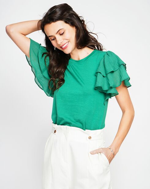 Louise emeraude top van linnenmix