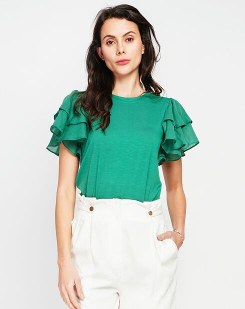 Louise emeraude top van linnenmix