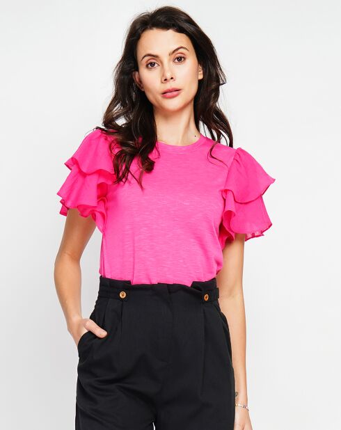Top Louise in misto lino fucsia