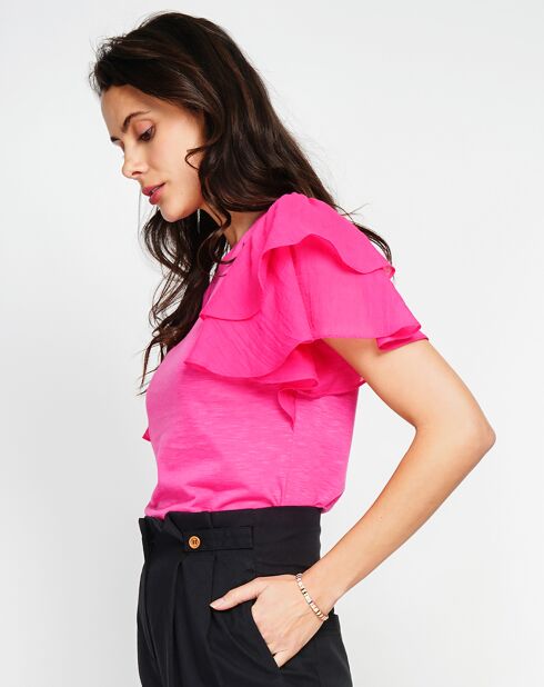 Top Louise in misto lino fucsia