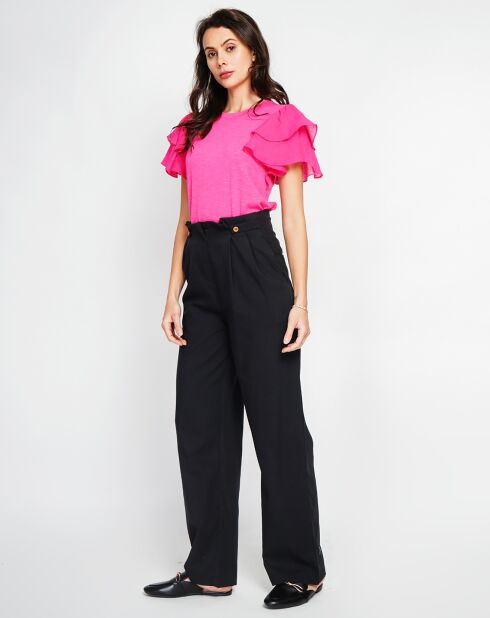 Top Louise in misto lino fucsia