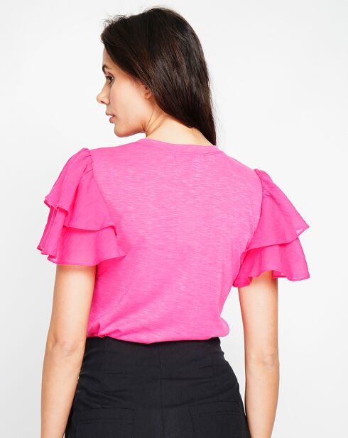 Top Louise in misto lino fucsia