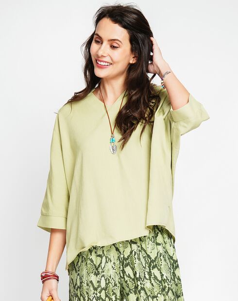 Top en Lin mélangé Stella vert anis