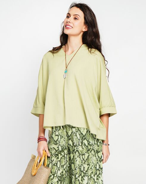 Top en Lin mélangé Stella vert anis