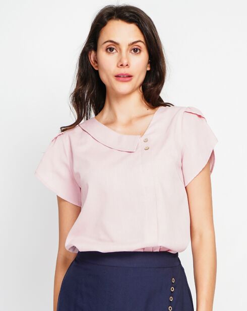 Top en Lin mélangé Nina rose poudre