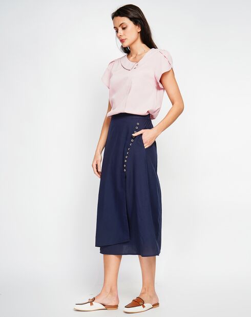 Marineblauer Rock aus Leinenmischung Salomé