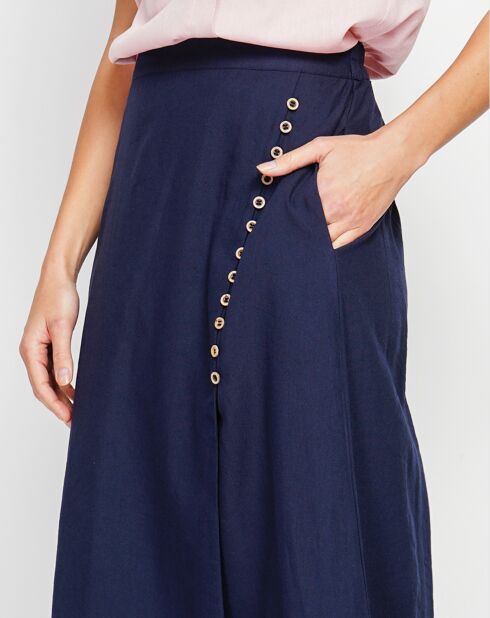 Marineblauer Rock aus Leinenmischung Salomé