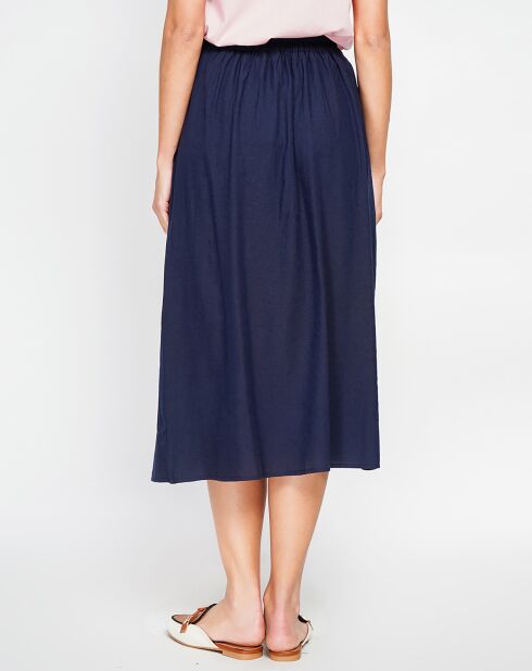 Marineblauer Rock aus Leinenmischung Salomé