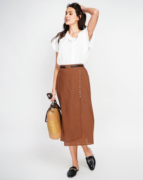 Gonna Salome in misto lino marrone