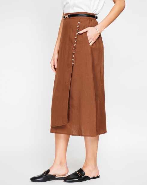 Gonna Salome in misto lino marrone