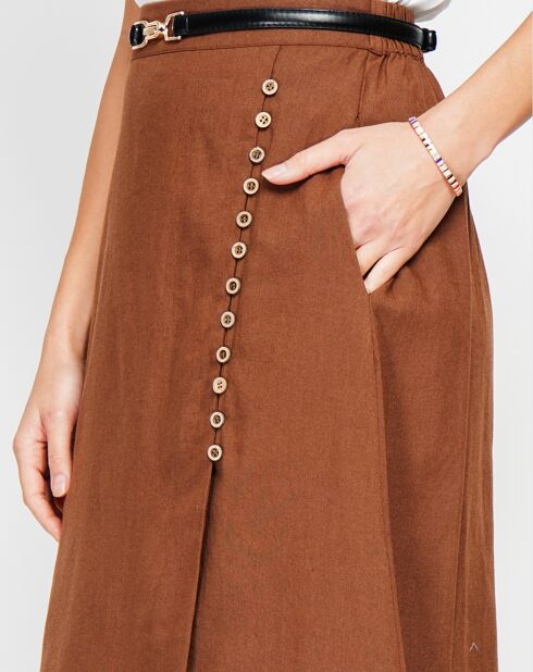 Gonna Salome in misto lino marrone