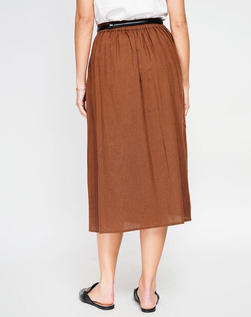 Gonna Salome in misto lino marrone
