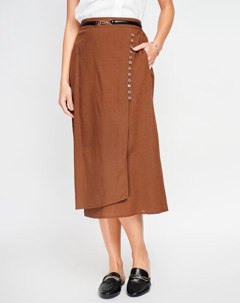 Gonna Salome in misto lino marrone