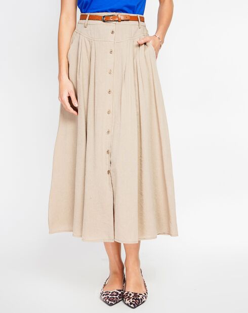 Rok van linnenmix van albane camel