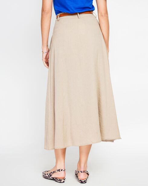 Rok van linnenmix van albane camel